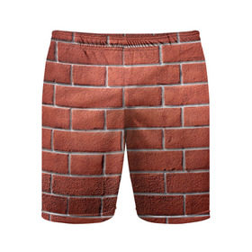 Мужские шорты 3D спортивные с принтом Красный кирпич в Курске,  |  | Тематика изображения на принте: бетон | камень | кирпич | мощь | стена | строительство | стройка | цемент