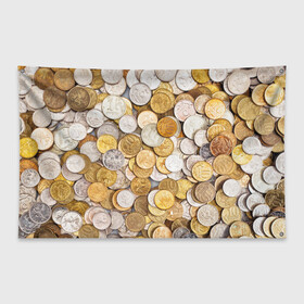 Флаг-баннер с принтом Российские монетки в Курске, 100% полиэстер | размер 67 х 109 см, плотность ткани — 95 г/м2; по краям флага есть четыре люверса для крепления | money | валюта | деньги | копейка | лавэ | мелочёвка | мелочь | монетки | монеты | россия | рубль | филки