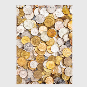 Скетчбук с принтом Российские монетки в Курске, 100% бумага
 | 48 листов, плотность листов — 100 г/м2, плотность картонной обложки — 250 г/м2. Листы скреплены сверху удобной пружинной спиралью | money | валюта | деньги | копейка | лавэ | мелочёвка | мелочь | монетки | монеты | россия | рубль | филки