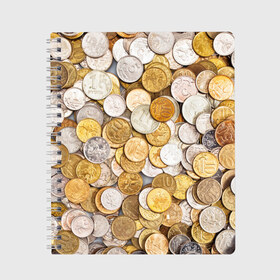Тетрадь с принтом Российские монетки в Курске, 100% бумага | 48 листов, плотность листов — 60 г/м2, плотность картонной обложки — 250 г/м2. Листы скреплены сбоку удобной пружинной спиралью. Уголки страниц и обложки скругленные. Цвет линий — светло-серый
 | money | валюта | деньги | копейка | лавэ | мелочёвка | мелочь | монетки | монеты | россия | рубль | филки