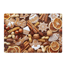 Магнитный плакат 3Х2 с принтом Новогодние вкусняшки в Курске, Полимерный материал с магнитным слоем | 6 деталей размером 9*9 см | вкусняшки | конфеты | лакомство | леденцы | новый год | обжора | объедение | орешки | печенки | праздник | сладкоежка | сладости