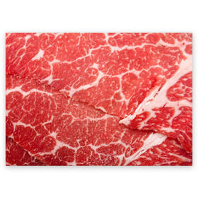 Поздравительная открытка с принтом Кусок мяса в Курске, 100% бумага | плотность бумаги 280 г/м2, матовая, на обратной стороне линовка и место для марки
 | Тематика изображения на принте: баранина | бекон | белок | говядина | еда | жилы | кровь | кусок | мощь | мышцы | мясо | нарезка | отбивная | пища | протеин | свинина | сила | телятина | туша | филе | хрящи