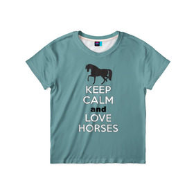 Детская футболка 3D с принтом KCaLH в Курске, 100% гипоаллергенный полиэфир | прямой крой, круглый вырез горловины, длина до линии бедер, чуть спущенное плечо, ткань немного тянется | Тематика изображения на принте: кони | лошади