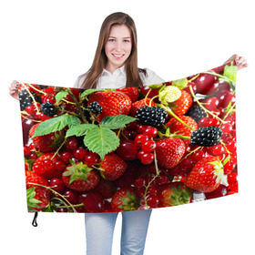 Флаг 3D с принтом Любимые ягоды в Курске, 100% полиэстер | плотность ткани — 95 г/м2, размер — 67 х 109 см. Принт наносится с одной стороны | вкусно | голубика | дача | деревня | ежевика | зелень | клубника | малина | огород | полезно | сад | смородина | сок | фрукты | черника | шиповник | ягоды