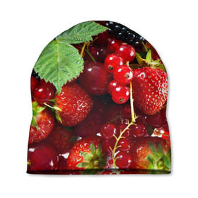 Шапка 3D с принтом Любимые ягоды в Курске, 100% полиэстер | универсальный размер, печать по всей поверхности изделия | вкусно | голубика | дача | деревня | ежевика | зелень | клубника | малина | огород | полезно | сад | смородина | сок | фрукты | черника | шиповник | ягоды