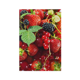Обложка для паспорта матовая кожа с принтом Любимые ягоды в Курске, натуральная матовая кожа | размер 19,3 х 13,7 см; прозрачные пластиковые крепления | Тематика изображения на принте: вкусно | голубика | дача | деревня | ежевика | зелень | клубника | малина | огород | полезно | сад | смородина | сок | фрукты | черника | шиповник | ягоды