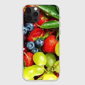 Чехол для iPhone 12 Pro с принтом Вкусные ягоды в Курске, силикон | область печати: задняя сторона чехла, без боковых панелей | виноград | вкусно | голубика | дача | деревня | ежевика | клубника | малина | огород | полезно | рябина | сад | смородина | сок | фрукты | черника | ягоды