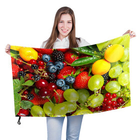 Флаг 3D с принтом Вкусные ягоды в Курске, 100% полиэстер | плотность ткани — 95 г/м2, размер — 67 х 109 см. Принт наносится с одной стороны | виноград | вкусно | голубика | дача | деревня | ежевика | клубника | малина | огород | полезно | рябина | сад | смородина | сок | фрукты | черника | ягоды