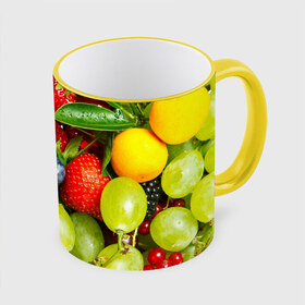 Кружка 3D с принтом Вкусные ягоды в Курске, керамика | ёмкость 330 мл | виноград | вкусно | голубика | дача | деревня | ежевика | клубника | малина | огород | полезно | рябина | сад | смородина | сок | фрукты | черника | ягоды