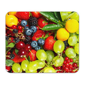 Коврик прямоугольный с принтом Вкусные ягоды в Курске, натуральный каучук | размер 230 х 185 мм; запечатка лицевой стороны | виноград | вкусно | голубика | дача | деревня | ежевика | клубника | малина | огород | полезно | рябина | сад | смородина | сок | фрукты | черника | ягоды