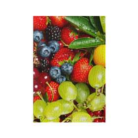 Обложка для паспорта матовая кожа с принтом Вкусные ягоды в Курске, натуральная матовая кожа | размер 19,3 х 13,7 см; прозрачные пластиковые крепления | виноград | вкусно | голубика | дача | деревня | ежевика | клубника | малина | огород | полезно | рябина | сад | смородина | сок | фрукты | черника | ягоды