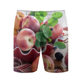 Мужские шорты 3D спортивные с принтом Персики в Курске,  |  | Тематика изображения на принте: ваза | витамины | здоровье | лакомство | мёд | овощи | персики | сладости | тарелка | фрукты | черника | ягоды
