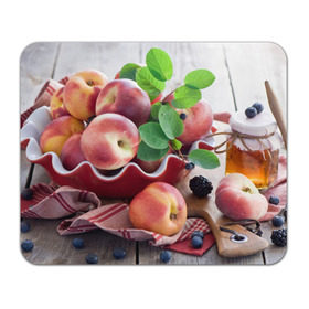 Коврик прямоугольный с принтом Персики в Курске, натуральный каучук | размер 230 х 185 мм; запечатка лицевой стороны | Тематика изображения на принте: ваза | витамины | здоровье | лакомство | мёд | овощи | персики | сладости | тарелка | фрукты | черника | ягоды