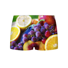 Мужские трусы 3D с принтом Спелые фрукты в Курске, 50% хлопок, 50% полиэстер | классическая посадка, на поясе мягкая тканевая резинка | Тематика изображения на принте: абрикос | алыча | апельсин | бодрость | веган | виноград | витамины | груша | диета | еда | здоровье | лайм | лимон | молодость | нектар | овощи | персик | питание | польза | сок | фрукты | яблоко | ягоды
