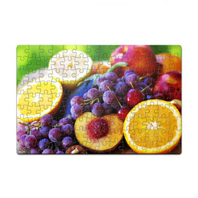 Пазл магнитный 126 элементов с принтом Спелые фрукты в Курске, полимерный материал с магнитным слоем | 126 деталей, размер изделия —  180*270 мм | Тематика изображения на принте: абрикос | алыча | апельсин | бодрость | веган | виноград | витамины | груша | диета | еда | здоровье | лайм | лимон | молодость | нектар | овощи | персик | питание | польза | сок | фрукты | яблоко | ягоды