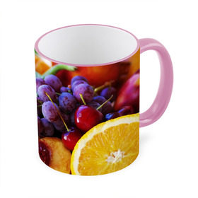 Кружка 3D с принтом Спелые фрукты в Курске, керамика | ёмкость 330 мл | абрикос | алыча | апельсин | бодрость | веган | виноград | витамины | груша | диета | еда | здоровье | лайм | лимон | молодость | нектар | овощи | персик | питание | польза | сок | фрукты | яблоко | ягоды