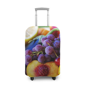 Чехол для чемодана 3D с принтом Спелые фрукты в Курске, 86% полиэфир, 14% спандекс | двустороннее нанесение принта, прорези для ручек и колес | абрикос | алыча | апельсин | бодрость | веган | виноград | витамины | груша | диета | еда | здоровье | лайм | лимон | молодость | нектар | овощи | персик | питание | польза | сок | фрукты | яблоко | ягоды