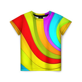 Детская футболка 3D с принтом Радуга в Курске, 100% гипоаллергенный полиэфир | прямой крой, круглый вырез горловины, длина до линии бедер, чуть спущенное плечо, ткань немного тянется | цветные