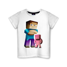 Детская футболка хлопок с принтом Minecraft в Курске, 100% хлопок | круглый вырез горловины, полуприлегающий силуэт, длина до линии бедер | game | minecraft | игры | маинкрафт | майн | майнкравт | майнкрафт