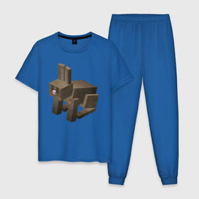 Мужская пижама хлопок с принтом Заяц в Курске, 100% хлопок | брюки и футболка прямого кроя, без карманов, на брюках мягкая резинка на поясе и по низу штанин
 | game | minecraft | игры | маинкрафт | майн | майнкравт | майнкрафт