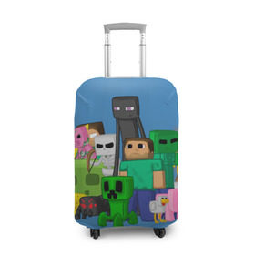 Чехол для чемодана 3D с принтом Майнкрафт в Курске, 86% полиэфир, 14% спандекс | двустороннее нанесение принта, прорези для ручек и колес | game | minecraft | игры | маинкрафт | майн | майнкравт | майнкрафт
