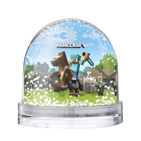 Снежный шар с принтом Minecraft на коне в Курске, Пластик | Изображение внутри шара печатается на глянцевой фотобумаге с двух сторон | game | minecraft | игры | маинкрафт | майн | майнкравт | майнкрафт