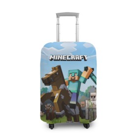 Чехол для чемодана 3D с принтом Minecraft на коне в Курске, 86% полиэфир, 14% спандекс | двустороннее нанесение принта, прорези для ручек и колес | game | minecraft | игры | маинкрафт | майн | майнкравт | майнкрафт