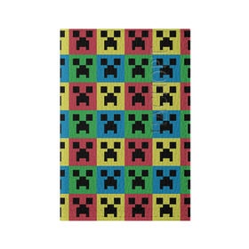 Обложка для паспорта матовая кожа с принтом Creeper в Курске, натуральная матовая кожа | размер 19,3 х 13,7 см; прозрачные пластиковые крепления | game | minecraft | игры | маинкрафт | майн | майнкравт | майнкрафт