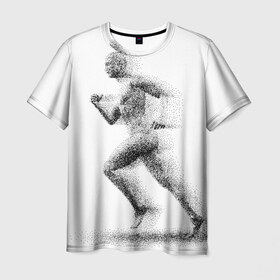 Мужская футболка 3D с принтом Бегун в Курске, 100% полиэфир | прямой крой, круглый вырез горловины, длина до линии бедер | Тематика изображения на принте: 