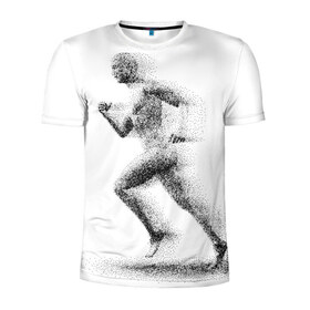 Мужская футболка 3D спортивная с принтом Бегун в Курске, 100% полиэстер с улучшенными характеристиками | приталенный силуэт, круглая горловина, широкие плечи, сужается к линии бедра | 