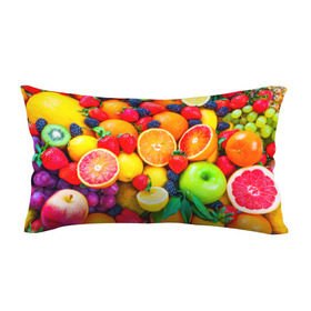 Подушка 3D антистресс с принтом Ягоды и фрукты в Курске, наволочка — 100% полиэстер, наполнитель — вспененный полистирол | состоит из подушки и наволочки на молнии | апельсин | ежевика | клубника | фрукты | ягода