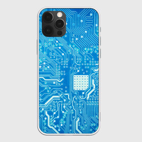 Чехол для iPhone 12 Pro Max с принтом Системная плата в Курске, Силикон |  | кибер | микросхема | синий