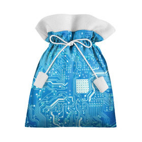 Подарочный 3D мешок с принтом Системная плата в Курске, 100% полиэстер | Размер: 29*39 см | Тематика изображения на принте: кибер | микросхема | синий