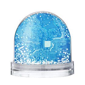 Снежный шар с принтом Системная плата в Курске, Пластик | Изображение внутри шара печатается на глянцевой фотобумаге с двух сторон | кибер | микросхема | синий