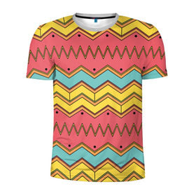 Мужская футболка 3D спортивная с принтом Цветные зигзаги в Курске, 100% полиэстер с улучшенными характеристиками | приталенный силуэт, круглая горловина, широкие плечи, сужается к линии бедра | абстракция | арт | дизайн | зигзаг