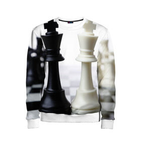 Детский свитшот 3D с принтом Шахматы в Курске, 100% полиэстер | свободная посадка, прямой крой, мягкая тканевая резинка на рукавах и понизу свитшота | Тематика изображения на принте: белая | черная | шахматы