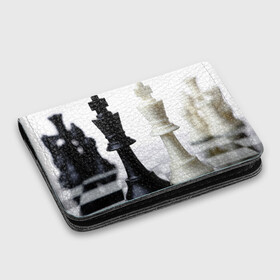 Картхолдер с принтом с принтом Шахматы в Курске, натуральная матовая кожа | размер 7,3 х 10 см; кардхолдер имеет 4 кармана для карт; | белая | черная | шахматы