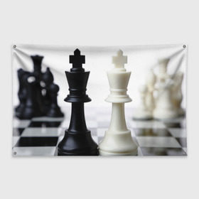 Флаг-баннер с принтом Шахматы в Курске, 100% полиэстер | размер 67 х 109 см, плотность ткани — 95 г/м2; по краям флага есть четыре люверса для крепления | белая | черная | шахматы