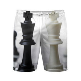 Мужские шорты 3D спортивные с принтом Шахматы в Курске,  |  | белая | черная | шахматы