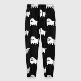 Мужские брюки 3D с принтом Undertale Annoying dog в Курске, 100% полиэстер | манжеты по низу, эластичный пояс регулируется шнурком, по бокам два кармана без застежек, внутренняя часть кармана из мелкой сетки | 8 bit | annoying dog | black | dog | pixel art | undertale