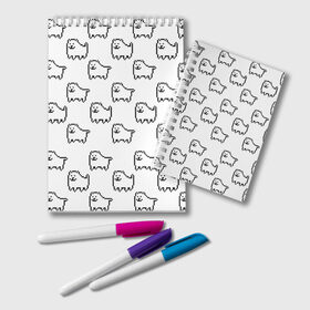 Блокнот с принтом Undertale Annoying dog white в Курске, 100% бумага | 48 листов, плотность листов — 60 г/м2, плотность картонной обложки — 250 г/м2. Листы скреплены удобной пружинной спиралью. Цвет линий — светло-серый
 | 8 bit | annoying dog | dog | pixel art | undertale | white