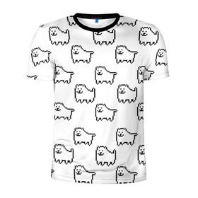 Мужская футболка 3D спортивная с принтом Undertale Annoying dog white в Курске, 100% полиэстер с улучшенными характеристиками | приталенный силуэт, круглая горловина, широкие плечи, сужается к линии бедра | 8 bit | annoying dog | dog | pixel art | undertale | white