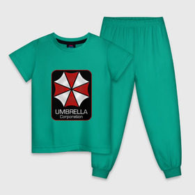 Детская пижама хлопок с принтом Umbrella corporation в Курске, 100% хлопок |  брюки и футболка прямого кроя, без карманов, на брюках мягкая резинка на поясе и по низу штанин
 | resident evil | вирус | зомби