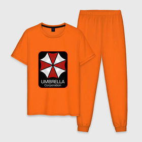 Мужская пижама хлопок с принтом Umbrella corporation в Курске, 100% хлопок | брюки и футболка прямого кроя, без карманов, на брюках мягкая резинка на поясе и по низу штанин
 | resident evil | вирус | зомби