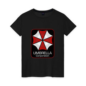 Женская футболка хлопок с принтом Umbrella corporation в Курске, 100% хлопок | прямой крой, круглый вырез горловины, длина до линии бедер, слегка спущенное плечо | resident evil | вирус | зомби