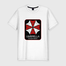 Мужская футболка премиум с принтом Umbrella corporation в Курске, 92% хлопок, 8% лайкра | приталенный силуэт, круглый вырез ворота, длина до линии бедра, короткий рукав | resident evil | вирус | зомби