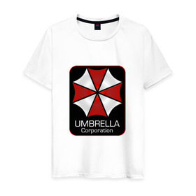 Мужская футболка хлопок с принтом Umbrella corporation в Курске, 100% хлопок | прямой крой, круглый вырез горловины, длина до линии бедер, слегка спущенное плечо. | Тематика изображения на принте: resident evil | вирус | зомби