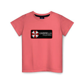 Детская футболка хлопок с принтом Umbrella corporation Нашивка-2 в Курске, 100% хлопок | круглый вырез горловины, полуприлегающий силуэт, длина до линии бедер | resident evil | вирус | зомби