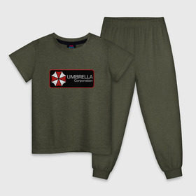 Детская пижама хлопок с принтом Umbrella corporation Нашивка-2 в Курске, 100% хлопок |  брюки и футболка прямого кроя, без карманов, на брюках мягкая резинка на поясе и по низу штанин
 | resident evil | вирус | зомби