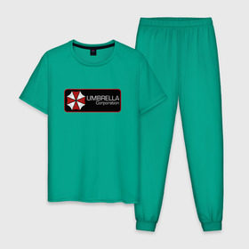 Мужская пижама хлопок с принтом Umbrella corporation Нашивка-2 в Курске, 100% хлопок | брюки и футболка прямого кроя, без карманов, на брюках мягкая резинка на поясе и по низу штанин
 | resident evil | вирус | зомби